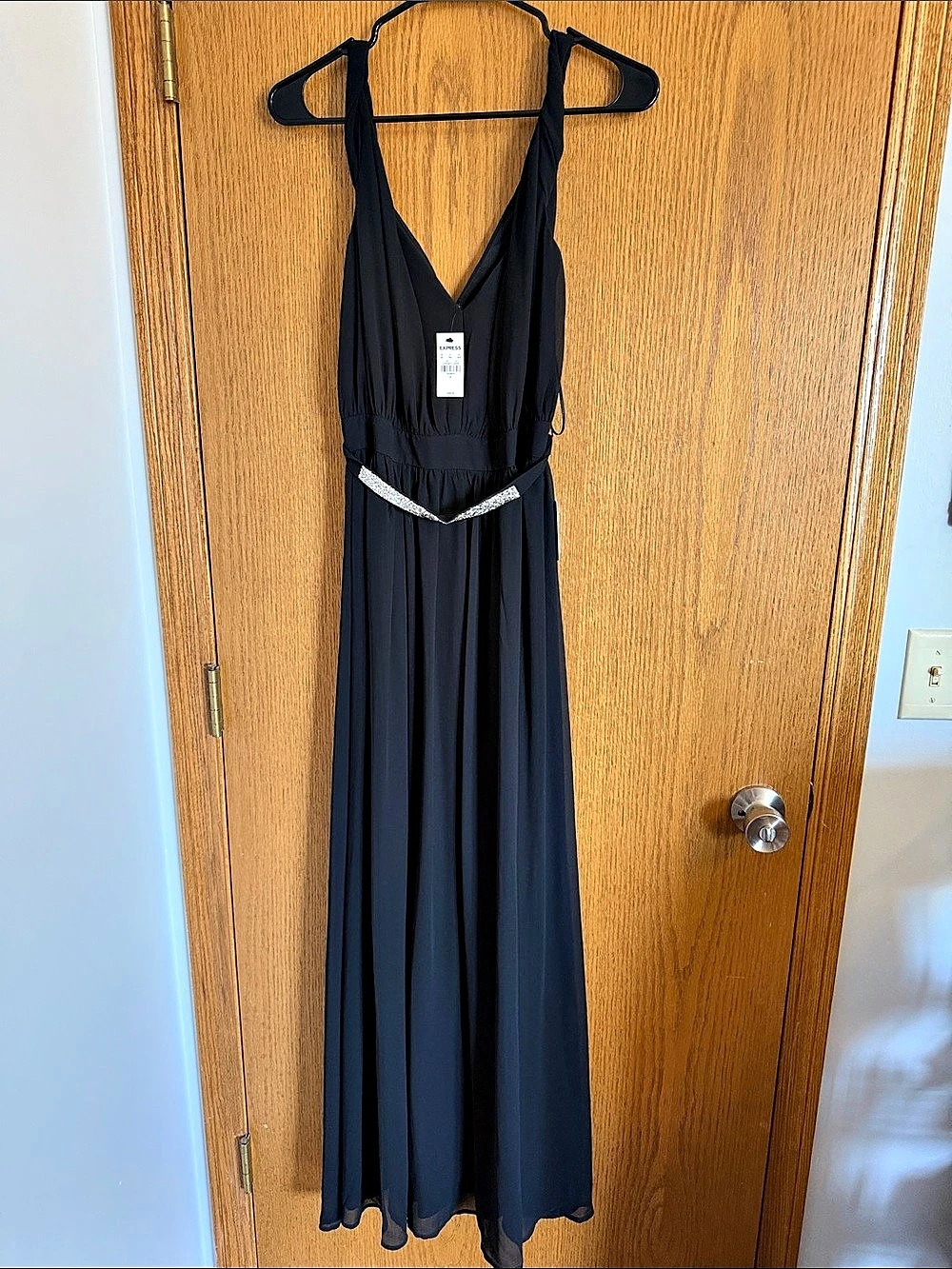 Express Maxi V-Neck Dress in Black Size 4 NWT
